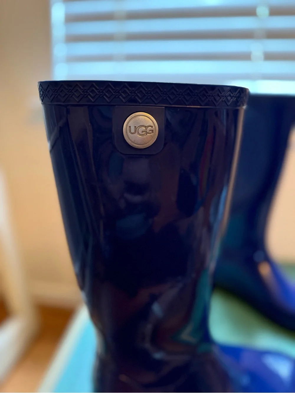 UGG Glossy Blue Rain Boots Size 6